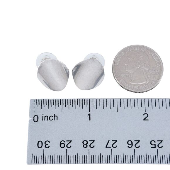 Vintage Sterling Silver 925 Abstract Wavy Stud Earrings - Picture 7 of 8